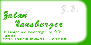 zalan mansberger business card